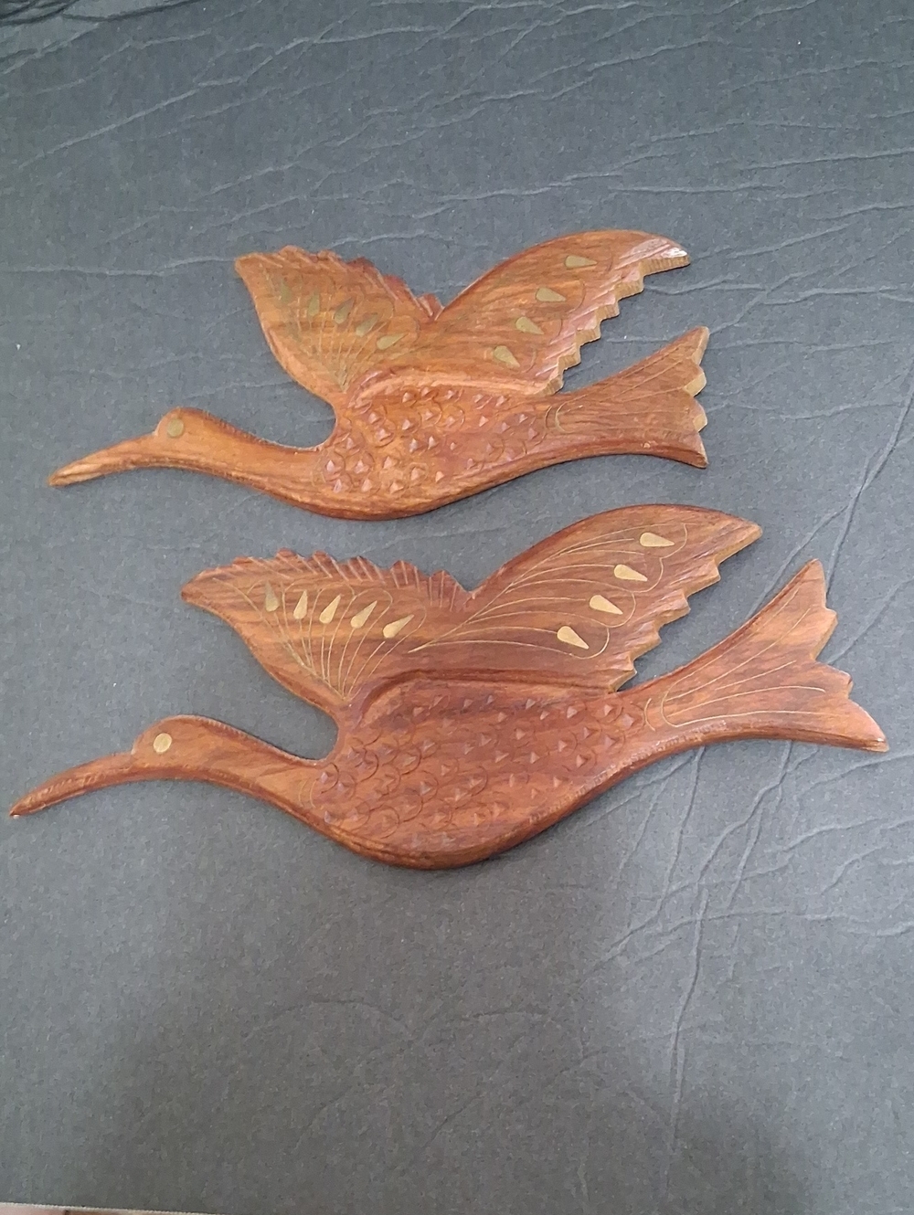 MCM Hand-Carved Wood Hummingbirds wall Decor. Please view pictures